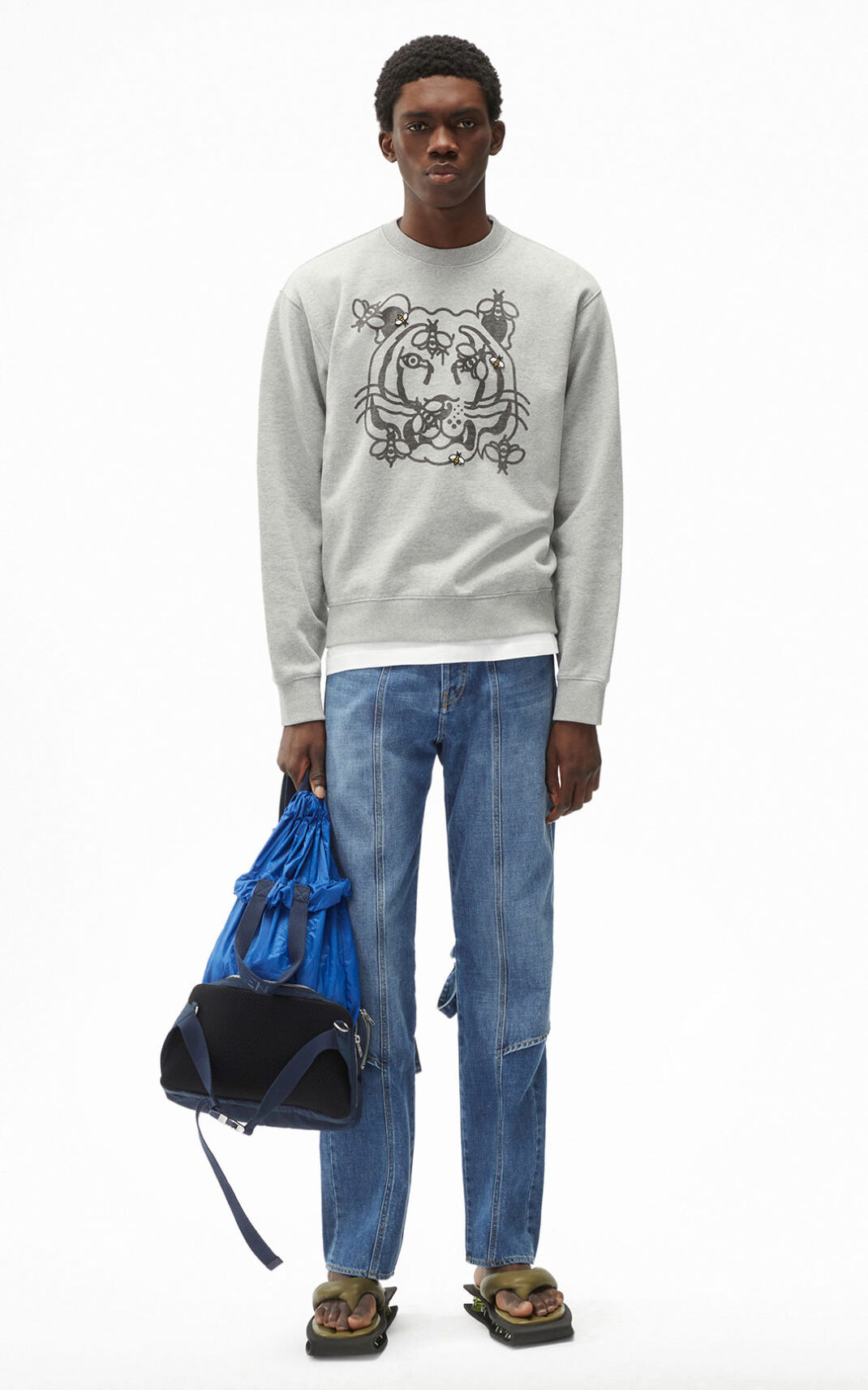 Sweat Kenzo Homme Bee a Tiger Grise JNULH-7901